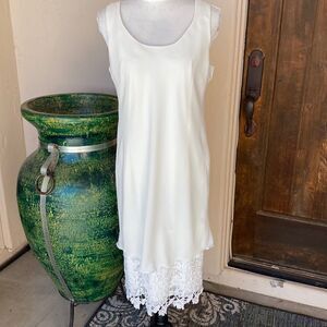 Ivory color 2piece slip dress with lace bottom size 12 by Jeffery & Dara
